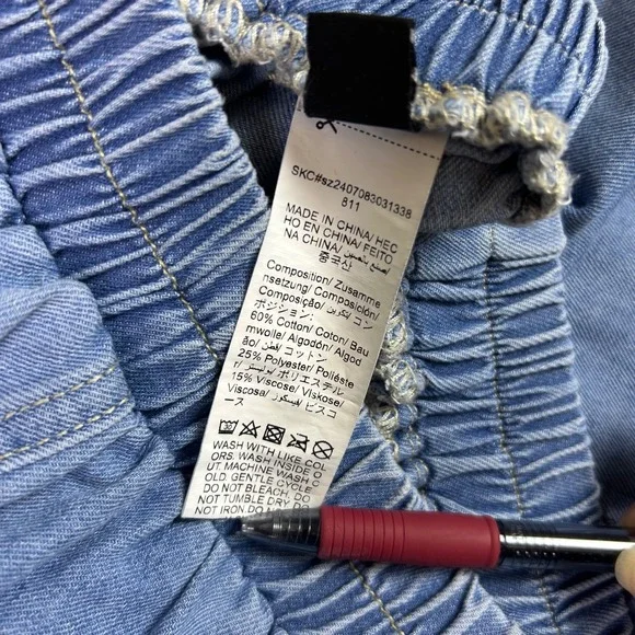 Shein Jeans Womens 27 Wide Leg High Rise Elastic Waist Angled Hem Denim Jeans - Picture 7 of 15